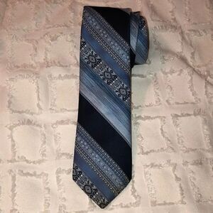 Don Loper Beverly Hills Designer Navy White Blue Polyester Tie